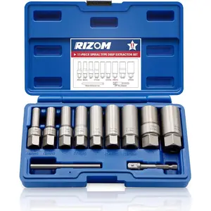 Spiral Type Deep Bolt Extractor Set, Stripped Nut Remover Set, for Removing Spark Plug, Broken Bolts, Studs, Fittings, Threaded Pipes and Pins -