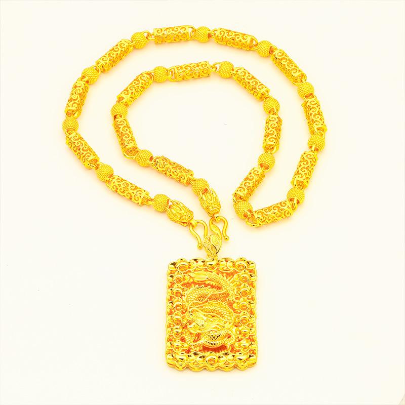 18K Gold Plated Necklace For Women Men Guanyin Golden Dragon Pendant Clavicle Chain Non Fade Wedding Engagement Gift Jewelry radiant cut ring Miami Cuban Link Set Virgin Mary Heart daryl ear necklace Vintage Brass Cigarette Box with love eye horus