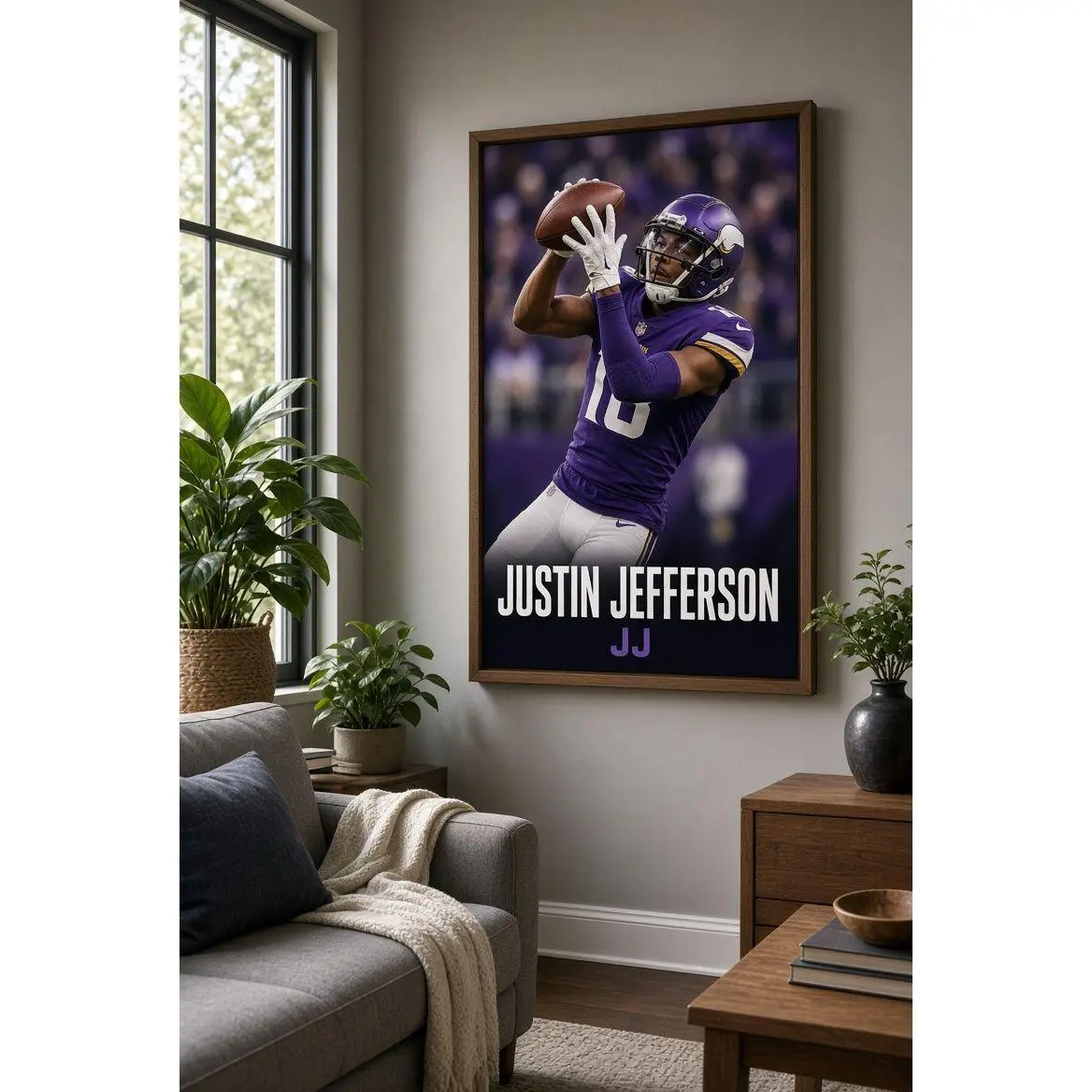 Justin Jefferson Poster, NFL Wall Print, Football NFL Poster Print, Sports Decor, Minnesota Vikings Poster, Football Gift