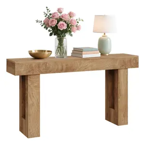 Rustic 160cm Farmhouse Style Console Table - Natural Wood with Open Shelf - Rectangular Design for Entrance, Hallway, Classic Sofa - Sandalwood Veins Mountain