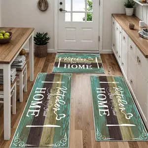 Boho Kitchen Rug Sets 3 Pieces, Washable Kitchen Mats for Floor, Non Slip Soft Kitchen Area Rug Floor Mat for Kitchen, Laundry Room and Hallway (Teal, 20''x32''+20''x48''+20''x60'')