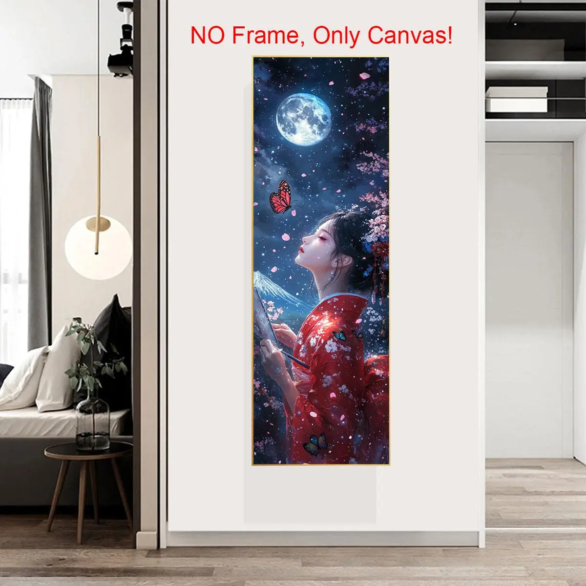 Geisha Pattern Unframed Canvas Painting, 1 Count Modern Beautiful Character Posters, Japanese Decorative Geisha Canvas, Wall Art Decor for Home Living Room Bedroom Office