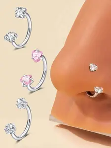 Stainless Steel CZ-Inlaid Nose Ring for Women and Men, Fashion Body Jewelry for Parties and Everyday Wear, Trendy Versatile Style, Exquisite Jewelry Gift, Nose Piercing Jewelry