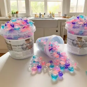 Five-In-One Laundry Detergent Capsules, Laundry Detergent Pods, Long-Lasting Scent, Concentrated Liquid, Floral Fragrance, Stain Removal, Disinfecting, Family Pack