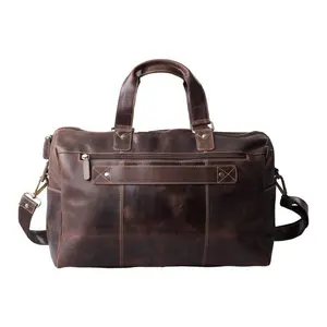 Premium Mens Leather Weekender Duffel Bags for Men with Laptop Storage and Multiple Pockets - Bayfield Bags