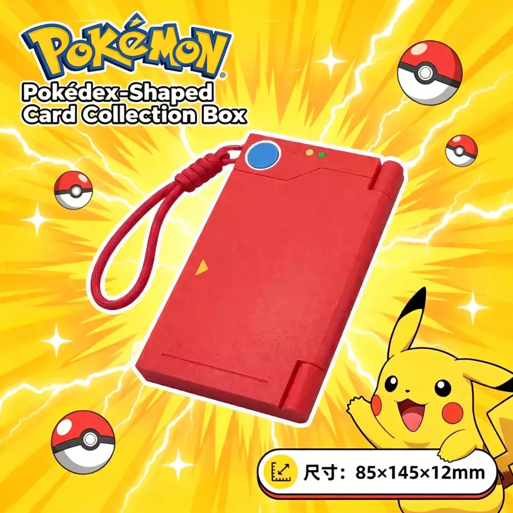 Pokédex Shaped Pokemon Card Storage Box Magnetic PTCG Card Protector Portable Anti-Scratch Trading Card Collection Case
