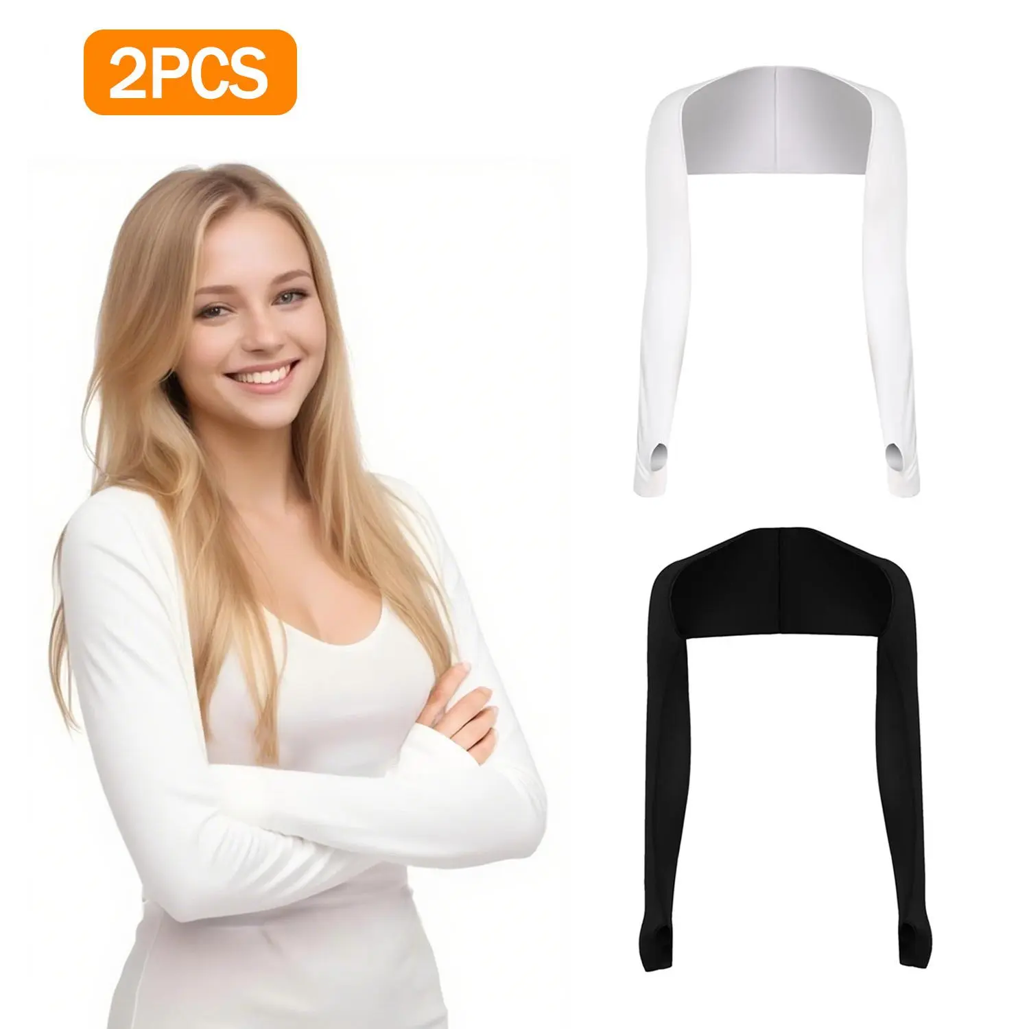 2025 New Women Cooling Shawl Arm Sleeve with Finger Hole, 2-Pack Shawl Arm Covers, Comfortable & Breathable, Anti-UV, Ladies Sun Protection Cooler Shrug