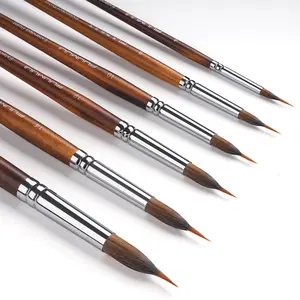Fuumuui Watercolor Brushes Professional, 6Pcs Extended Needle Point Brushes Synthetic Extra Long Pinhead Brushes with Kolinsky Sable Body for Fine Detailing Art Supplies Craft Supplies Artificial