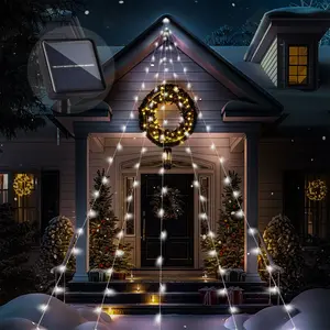 Large Size 16.5FT Solar String Lights Outdoor, 8 Modes Solar Christmas Tree Lights, Outdoor Solar Christmas Lights Decortions for Eaves, Tree, Patio (White)