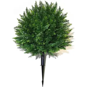 Artificial Cedar Topiary Ball Trees – Ground Spike – 16.5" – UV Resistant Faux Shrubs for Outdoor Decor, Front Porch & Garden – Evergreen Bushes for Yard, Patio, Landscaping (1)