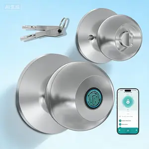 Smart Biometric Door Lock with App Control & Keyless Entry, Type-C Emergency Charging for Home Apartment Office, Fingerprint Access for Front Door & Bedroom, Silvery Electronic Deadbolt with Key Backup