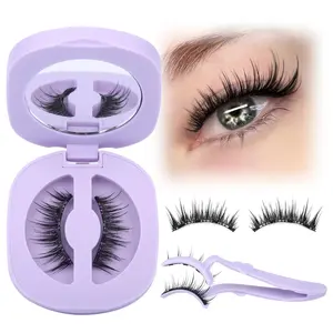 Magnetic Eyelashes Reusable Look Magnetic Lashes with Applicator Wispy False Eyelashes with Magnets No Eyeliner