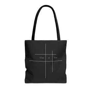 C’est si bon Tote Bag – Minimal French Aesthetic Bag, Black Everyday Tote, Chic Shoulder Bag for Women