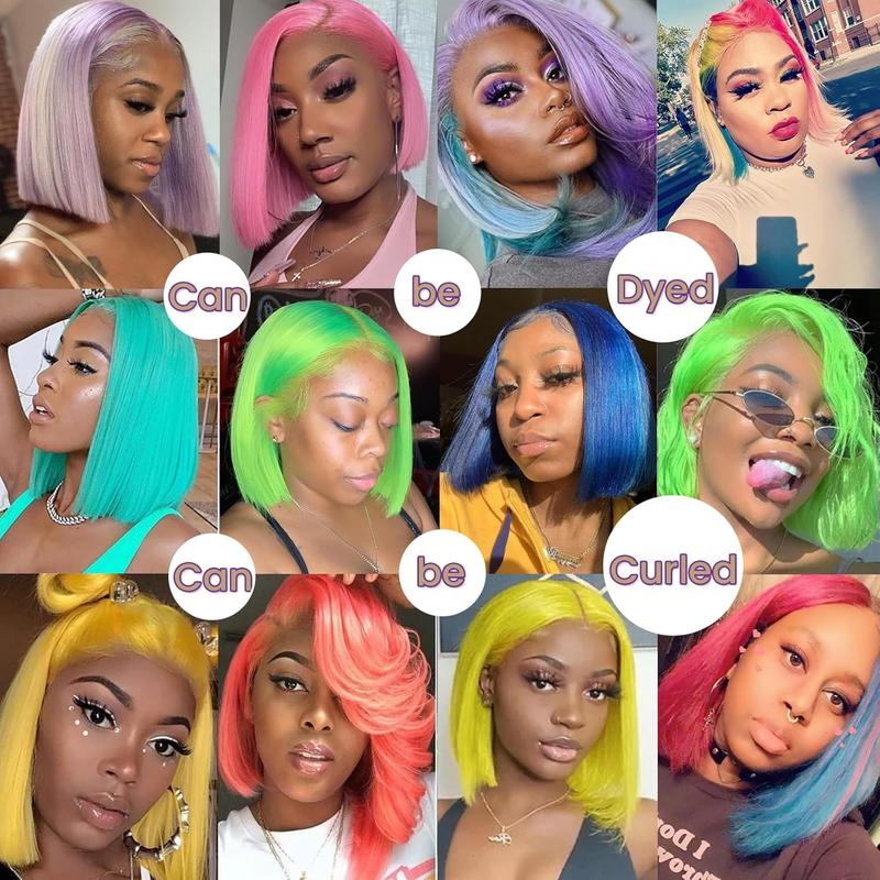 GK Red Bob Wigs Human Hair Red 13X4 Bob Lace Frontal Wigs Human Hair for Women 180% Density Wear and Go Glueless Wig Blunt Cut Straight Short Bob Wigs Pre Plucked With Baby Hair 10 Inch