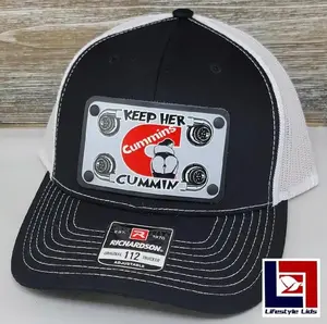 Keep Her Cummin' Funny Trucker Hat, Richardson 112 Adjustable Snapback Cap, Turbo Diesel Engine Mechanic Gift, Humorous Automotive Theme Headwear for Men