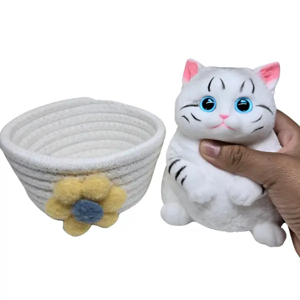 Jumbo Taba Cat with Basket (NOT Sticky) Large Stress Relief Fidget Toy Squishy