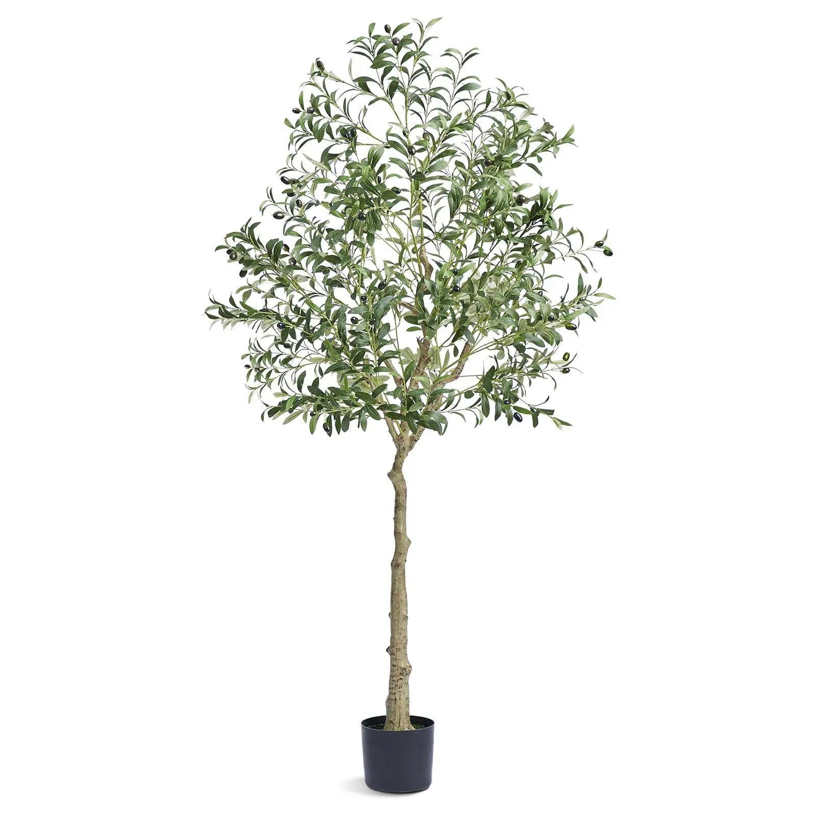 6 FT Lifelike Artificial Olive Tree, Premium Prop 65 Certified PE Faux Potted Plant, Anti-Tip Stable Base & Adjustable Stainless Steel Branches, Waterproof Low-Maintenance Greenery for Indoor Outdoor Home Office Decor