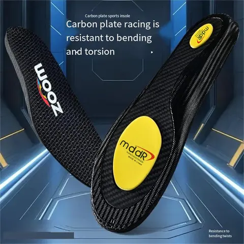 Carbon Plate Arch Insoles - Big Size PU Leather Insoles with Anti-Slip Low Arch Support, High Elasticity, Shockproof, Anti-Torsion, Ergonomic Comfort, All Seasons, Workboot Ready for Athletic Shoes, Hiking Boots