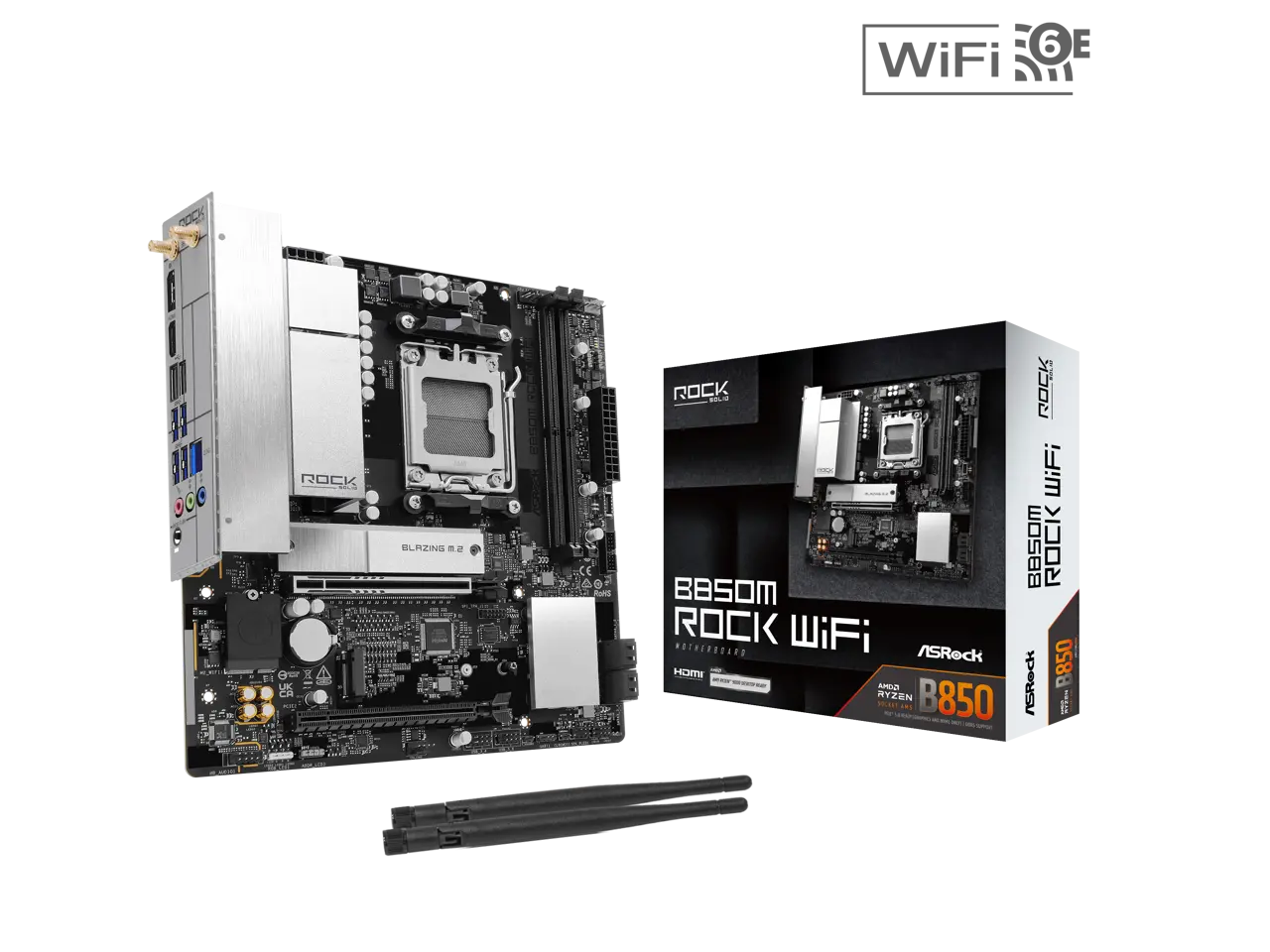 ASRock B850M Rock WiFi AM5 AMD B850 Micro ATX Motherboard