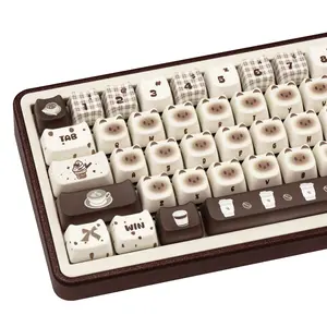 Coffee Theme Siamese Cat Keycaps Set, 133-Key Cute Cat PBT Dye-Sub Keycaps, Mao Profile for Cherry MX/Gateron Mechanical Keyboards tiktokshopspringglowup