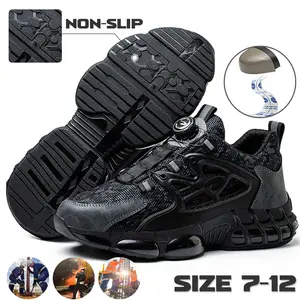 Men's Safety Shoes Steel Toe Shoes Lightweight Indestructible Rotating Buckle Sneakers US