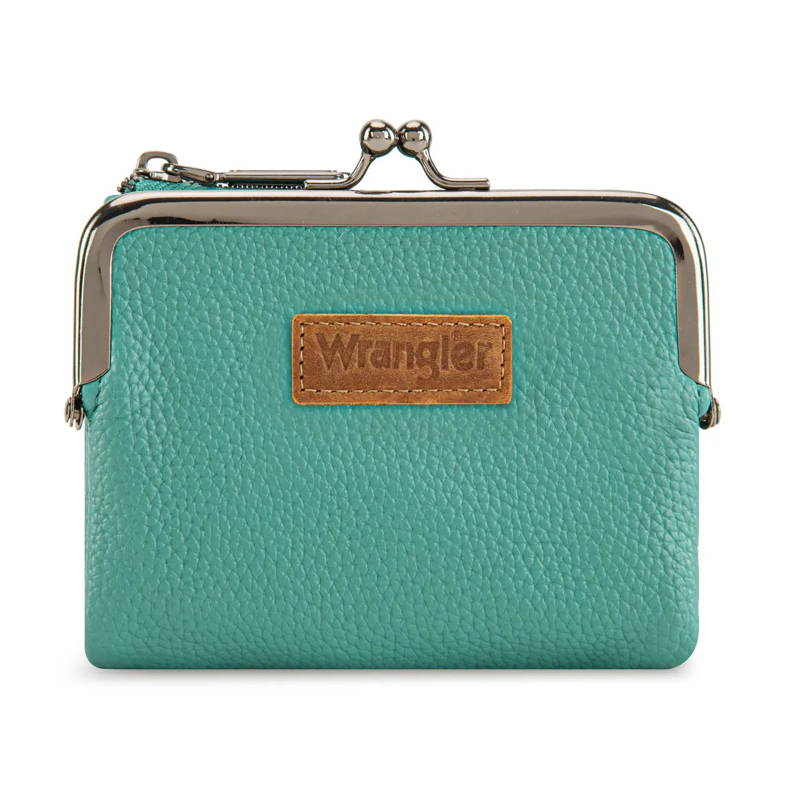 Wrangler Women's Small RFID Bifold Wallet with Kiss Clasp, Compact Credit Card Holder for Purse or Pocket, Western Style Everyday Use