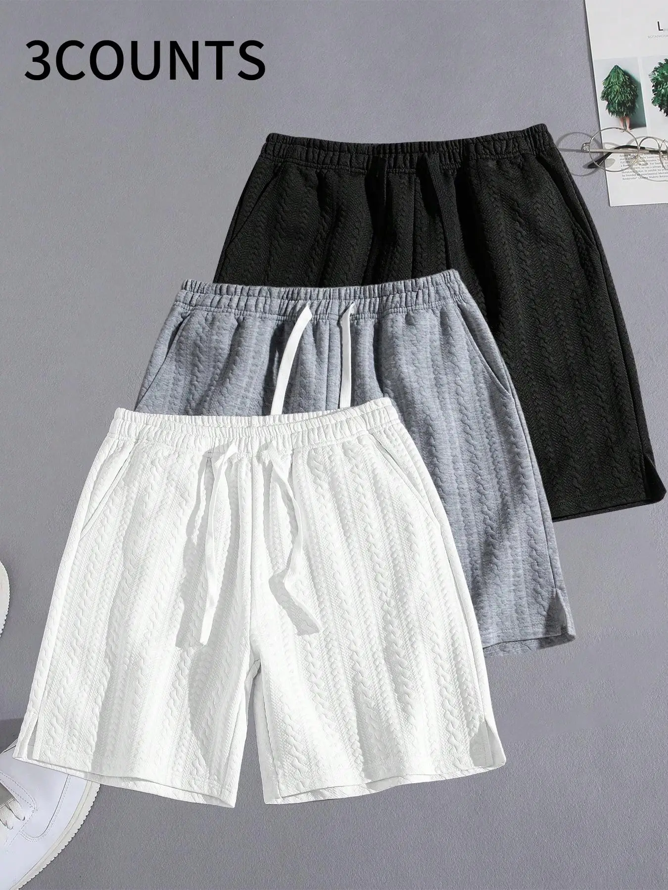 Men's Solid Color Drawstring Waist Shorts, Regular Fit Casual Comfy Breathable Shorts for Summer, Men's Bottoms for Daily Wear, Drawstring Pocket Shor