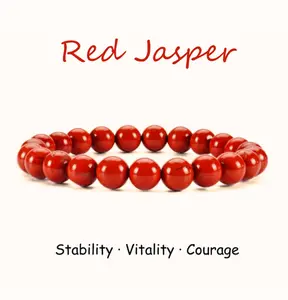 Red Jasper Natural Crystal Bead Bracelet，Fashionable And Elegant, Unisex, Suitable For Various Occasions, Crystal Bracelet Jewelry Beaded Gemstone