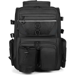 Fishing Tackle Backpack With Rod Holders, Large 40L Fishing Backpack for Camping, Hiking