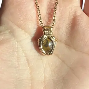Sterling Silver | 14KT Gold Filled Mini Teardrop Tiger's Eye Wire Wrapped Wishbone 2.0 Pendant