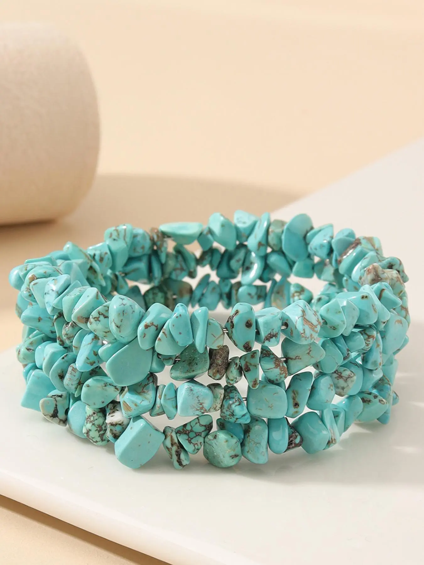 Boho Style Turquoise Texture Beaded Bracelet, Bohemian Bracelets, Fashionable Hand Jewelry for Women & Girls, Style for Party, Daily Clothing Decor, Trendy All-match & Exquisite Jewelry for Birthday Gift, Stacking Bracelet, Stackable Bracelets