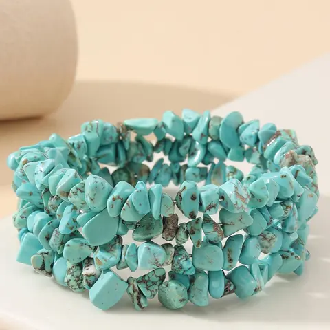 Boho Style Turquoise Texture Beaded Bracelet, Bohemian Bracelets, Fashionable Hand Jewelry for Women & Girls, Style for Party, Daily Clothing Decor, Trendy All-match & Exquisite Jewelry for Birthday Gift, Stacking Bracelet, Stackable Bracelets