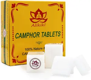 Alikiki (454G) Refined Pure Camphor Cubes for Indian Pooja 64-Tablets 1LB Natural Camphor Blocks Alcanfor Tablets Religious Purpose Kapoor for Pooja Odor Eliminator Incense Ideal Indian Ritual Staff