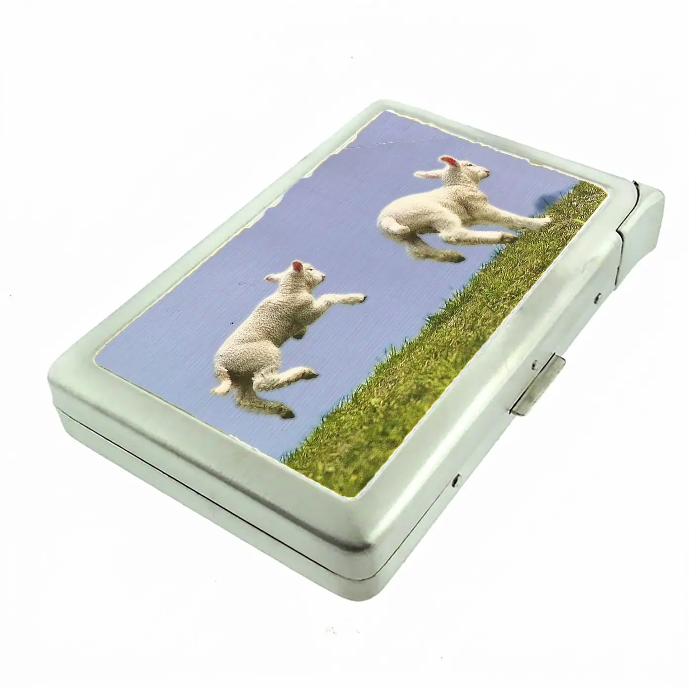 100'S SIZED Lambs Metal Case Wallet with Built in Lighter