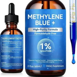 Methylene Blue Liquid Drops,Methylene Blue 1% Pharmaceutical Grade (USP) Methylene with Vitamin C + for Humans Brain Health Enhanced Absorption & Antioxidant, Anti-Aging