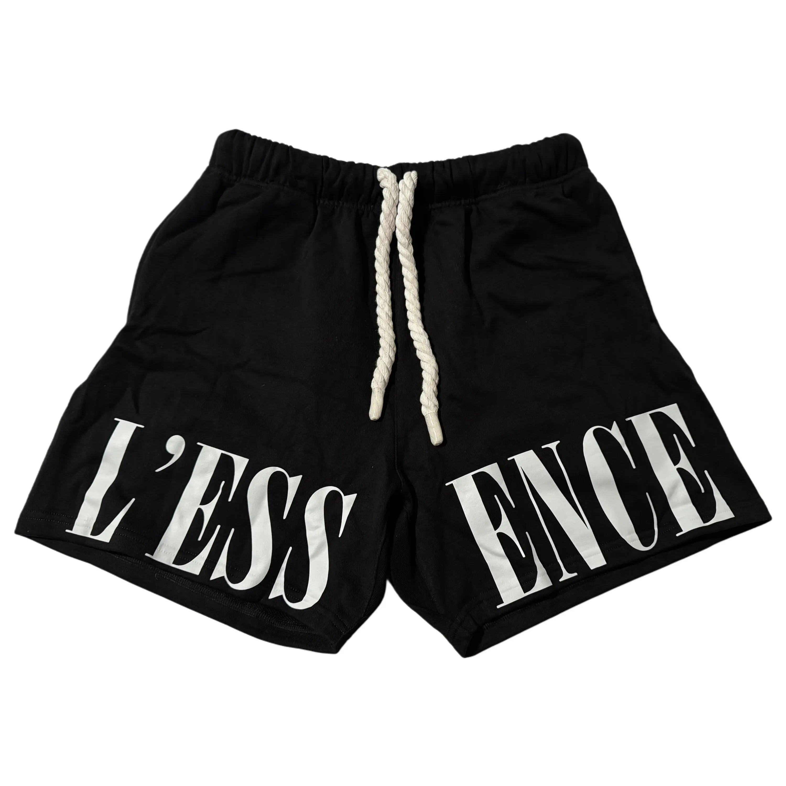 L'ESSENCE Customized Black Shorts With Thick Drawstrings. Fabric Fashion Menswear Oversized Man