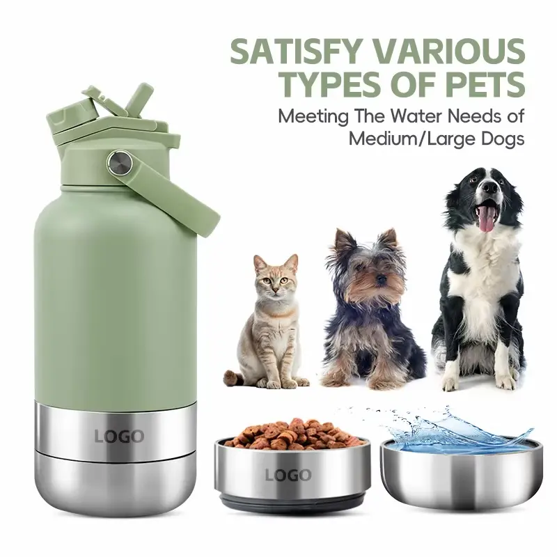 3 in 1 32oz Magnetic Lid Stainless Steel Insulated Water Bottle Portable Dog