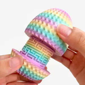 Egg-Shape Rainbow & Luminous White Maze Puzzle Safe Secret Storage Jar, Challenging Brain Teaser Piggy Bank for Money & Treasures, Fun Gift for All Ages Home Supplies Decor