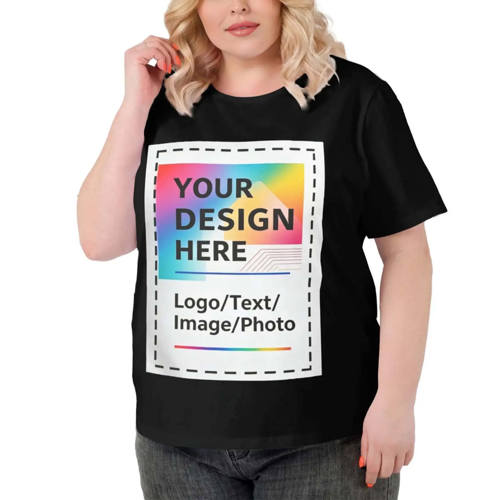 Women Customized Plus Size Tee Shirt, Design Your Own by Uploading Photos, Text, Logos Or Any Design, Custom Gifts