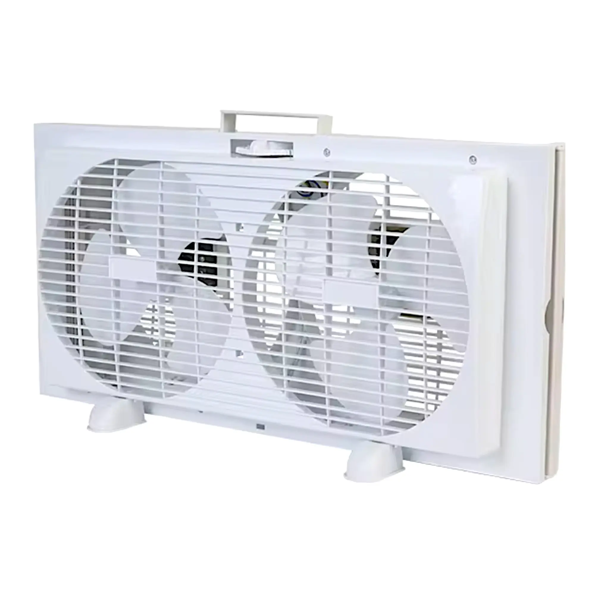 Optimus F-5282 9" Twin Window Fan with 3 Speeds and Reversible Airflow - White