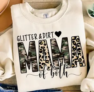 Glitter and Dirt Mama of Both Leopard Camo Mom Sweatshirt/Hoodie/T-shirt, Hunting Mama Camo T-Shirt, Hunting Wife Tee, Deer Duck Hunting Hoodie, Camouflage Mom Gifts