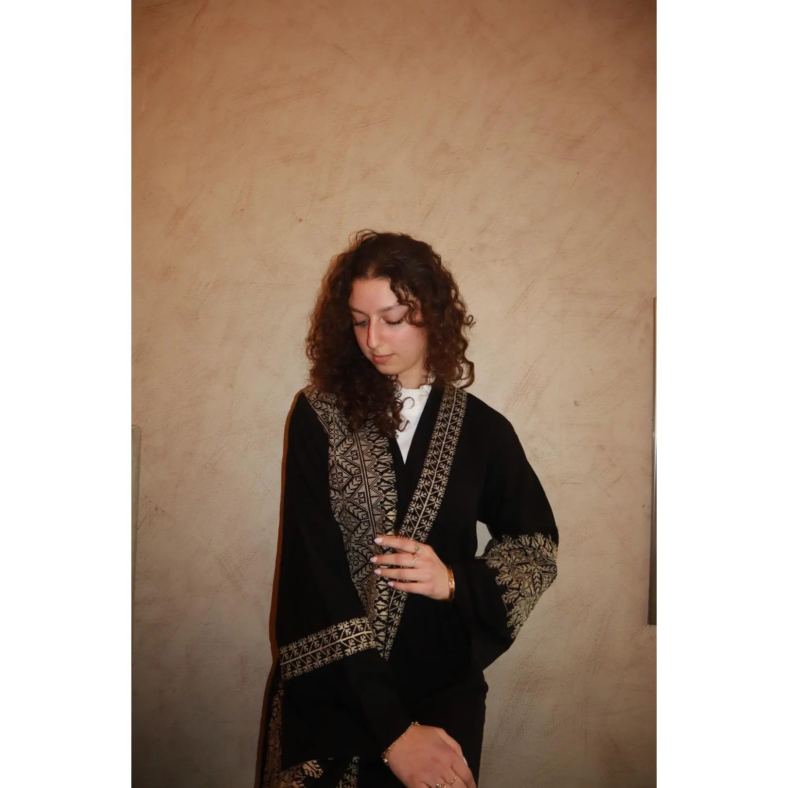 Beige Pattern Open Thobe
