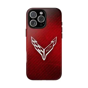 Corvette red car logo phone case, compatible with iPhone 17/16/15/14/13/12/11 Pro Max/Plus, A thoughtful gift for close ones