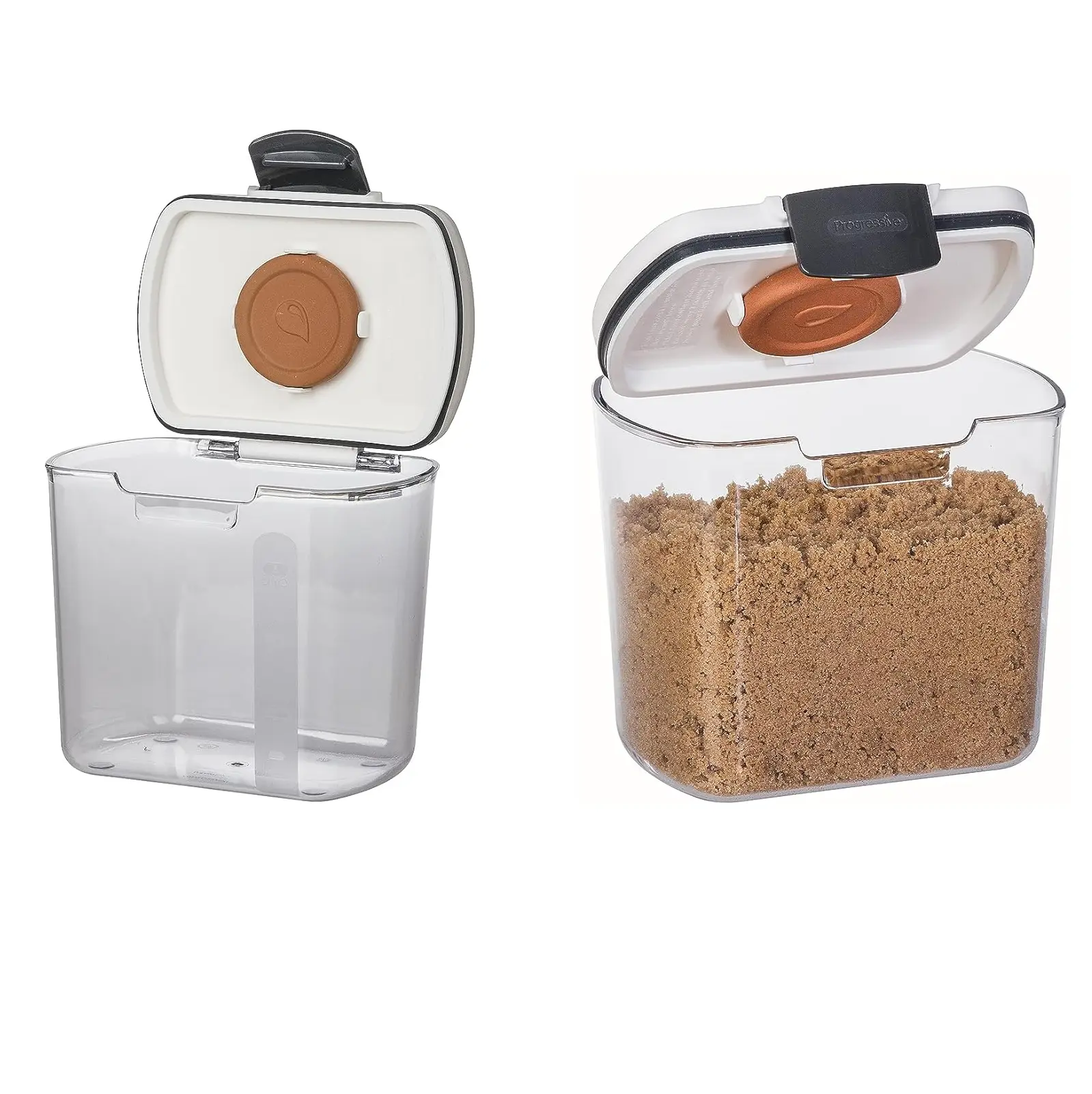 Progressive International Prepworks ProKeeper 2- Piece Kitchen Clear Food Baker's Kitchen Storage Organization Canister Set (Brown Sugar 1.5-Quart)