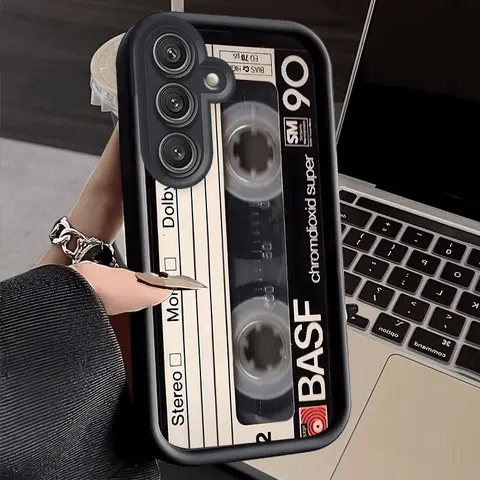 Phone Case: Music Cassette Pattern Case Suitable for Samsung Galaxy A12/A13/A14/A15/A16/A17/A21S/A22/A23/A24/A25/A26/A32/A33/A34/A35/A36/A52/A53/A54/A55/A56/S21 Ultra/S22 Plus/S23+/S24 FE/S25 Edge, Heaven's Eye Ladder Soft Case, Classic Black