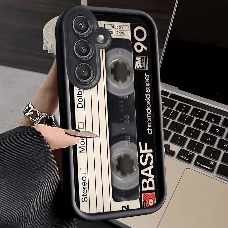 Phone Case: Music Cassette Pattern Case Suitable for Samsung Galaxy A12/A13/A14/A15/A16/A17/A21S/A22/A23/A24/A25/A26/A32/A33/A34/A35/A36/A52/A53/A54/A55/A56/S21 Ultra/S22 Plus/S23+/S24 FE/S25 Edge, Heaven's Eye Ladder Soft Case, Classic Black
