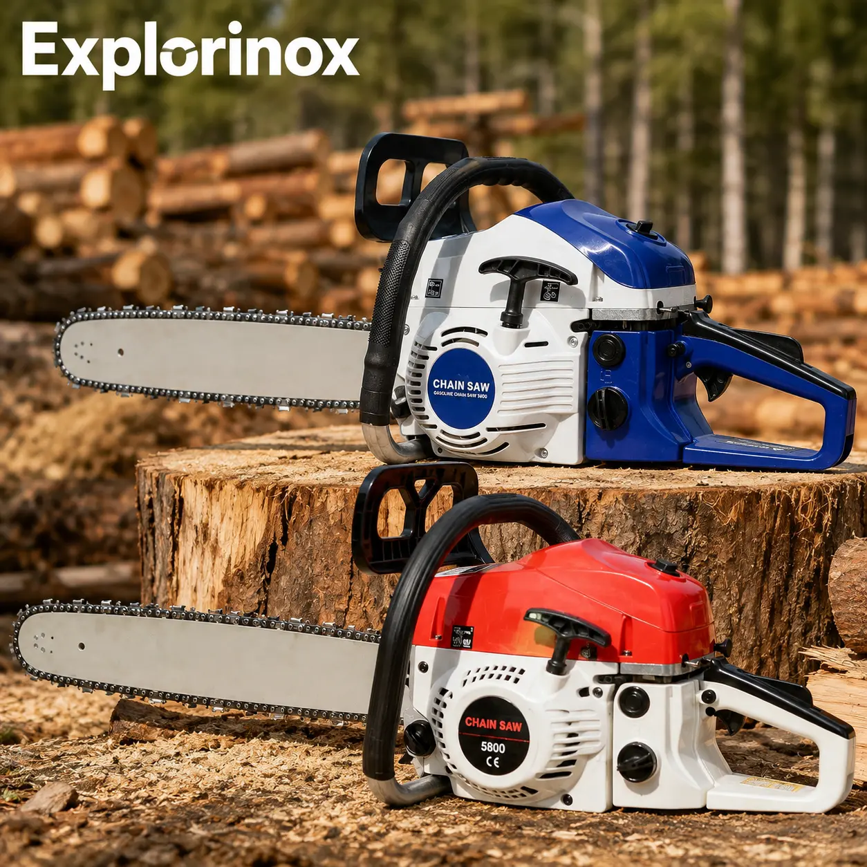 Explorinox 58cc 20 Inch Gas Chainsaw, Gas Power Chainsaw Gas Chain Saw High Power Multifunction Wood Chainsaw for Trees Wood Farm Garden Ranch Metal