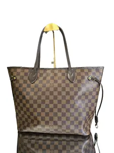 Pre-owned Louis Vuitton Canvas Leather Tote Bags Damier Ebene Neverfull MM
