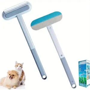 Reusable Pet Hair Removal Brush - A multi-functional hair cleaning brush for cats and dogs, featuring an extra-long handle and washable design. It is a care tool suitable for cleaning furniture, clothes, bedding, sofas, glass, and window screens.