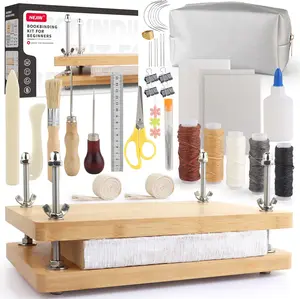 Book Binding Kits, Book Press with Plastic Bone Folder, Waxed Thread, Book Binding Materials for Beginners Bookbinding Supplies, 11.6 x 7.8 Inches